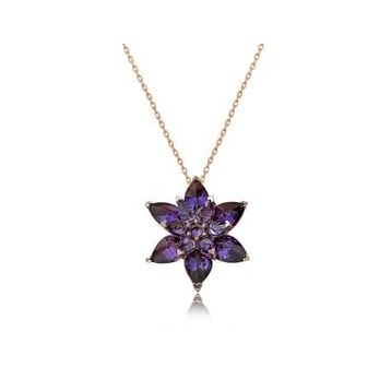 Himarry 925 Ayar Rose Mor Lotus Çiçeği Gümüş Kolye