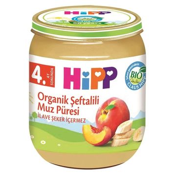 Hipp 4+ Ay 125 gr Organik Şeftali Muz Kavanoz Maması