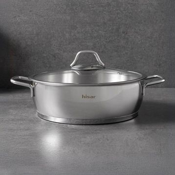 Hisar Teos Inox 26 cm Çelik Basık Tencere