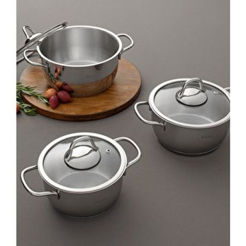 Hisar Teos Inox 8 Parça Çelik Tencere Seti
