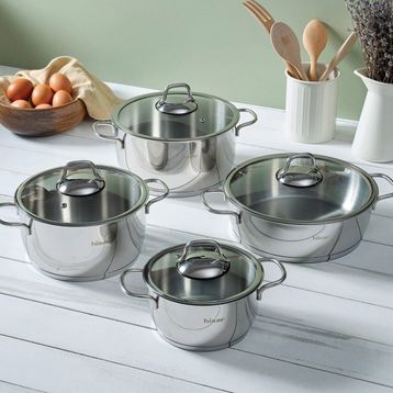 Hisar Teos Inox 8 Parça Çelik Tencere Seti