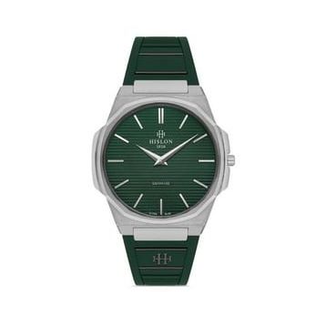 Hislon CL127S-15YS Safir Çizilmez Cam İnce Tasarım Silikon Kordon Yeşil Renk Erkek Kol Saati