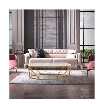 Hitit Dekorasyon Lavina Gold Altın Metal Mermer Desenli Orta Sehpa