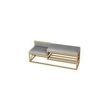 Hitit Dekorasyon Lulu Gold Metal Gri Benç Ayakkabılık