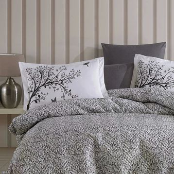 Hobby Arianna Gri Çift Kişilik Poplin Kapitone Nevresim Takımı