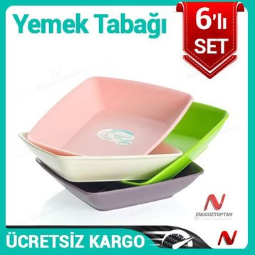 Hobby Life Plastik 6'lı Kare Yemek Tabağı