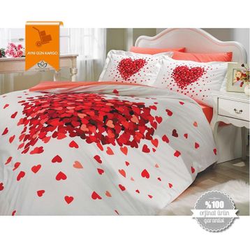 Hobby Poplin Juana Kırmızı Çift Kişilik Nevresim Takımı