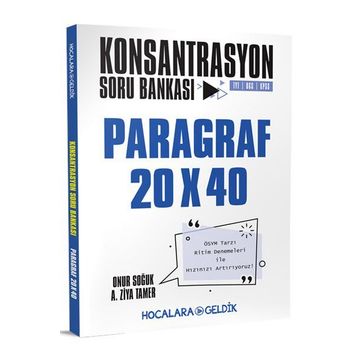 Hocalara Geldik Yayınları TYT Paragraf 20x40 Konsantrasyon Soru Bankası