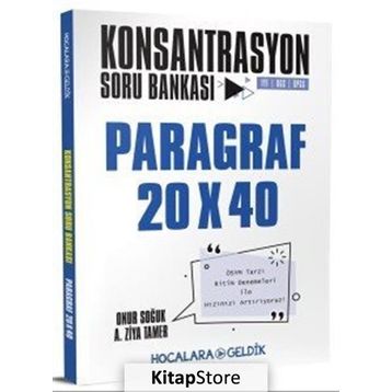 Hocalara Geldik Yayınları TYT Paragraf 20x40 Konsantrasyon Soru Bankası