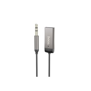 Hoco E78 Gri Tak Çalıştır BT Alıcılı 3.5 mm Esnek Aux Kablo