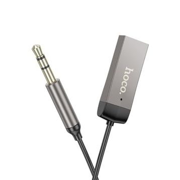 Hoco E78 Gri Tak Çalıştır BT Alıcılı 3.5 mm Esnek Aux Kablo