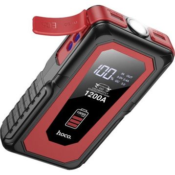 Hoco Qs3 Victory Siyah Dijital Göstergeli 10.000 Mah Bataryalı LED Acil Durum Fenerli Araç Akü Takviye Özellikli Powerbank