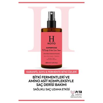 Hoito Superfood 200 ml Dökülme Karşıtı Karanfil Suyu Posbiyotik Saç ve Saç Derisi Bakım Toniği