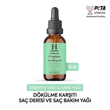 Hoito Superfood Saç Dökülmesi Karşıtı Biberiye Nane İçeren 50 ml Saç ve Saç Derisi Bakım Yağı