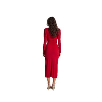 Holly Lolly HLSS23-00103 Maxi Moonlight V Yaka Karpuz Kol Kırmızı Kadın Elbise