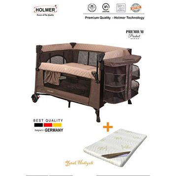 Holmer Coolstyle Multi Pro Bej Kahverengi Anne Yanı Beşik Park Yatak