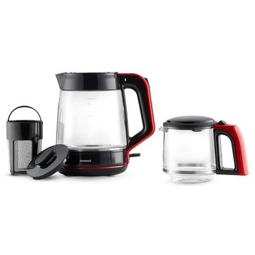Homend Infinity 1764H Siyah Kırmızı Cam Çay Makinesi