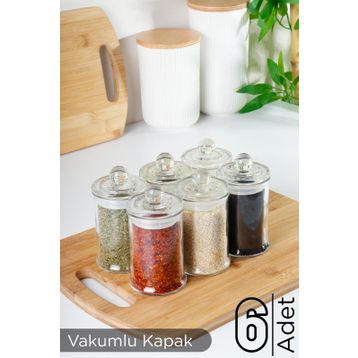 HOMENIVA 6 Adet 150 ml Vakum Kapaklı Cam Baharatlık Kavanoz