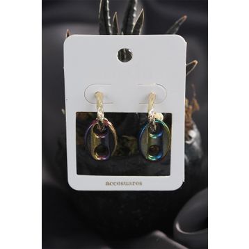 HomeStore Renkli Hematit Taşlı Küpe Seti