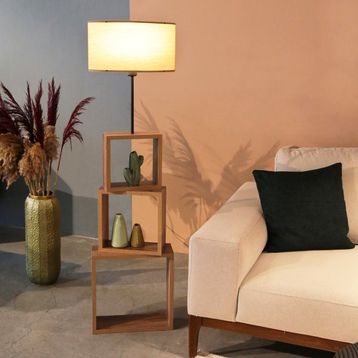 Homing AYD-2902 Kumaş Başlıklı Modern Raflı Lambader