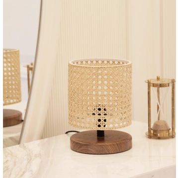 Homing AYD-3264 Exclisive Rattan Hazeranlı Ahşap Tabanlı Abajur