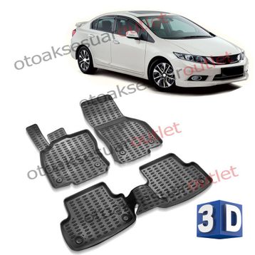 Honda Civic 2012-2016 Siyah 3D Havuzlu Paspas