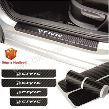 Honda Civic 4 Adet Karbon Kapı Eşiği Sticker