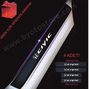 Honda Civic 4 Adet Karbon Kapı Eşiği Sticker