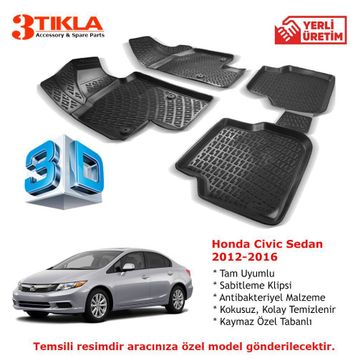 Honda Civic Sedan2012-2016 3D Havuzlu Paspas