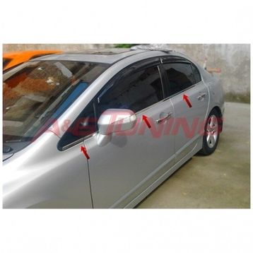 Honda Civic Tk 2006-2011 Paslanmaz Çelik 6 Parça Krom Cam Çıtası