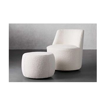 Hoom Concept Loft Teddy Beyaz Berjer ve Puf Seti