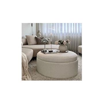 Hoom Concept Oslo Teddy Beyaz Sandıklı Puf