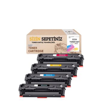 HP 222A W2220A Çipli 4 Renk Muadil Toner Seti
