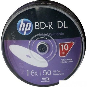 HP BD-R Printable 50 GB Blu-Ray 6x 10'lu Cakebox