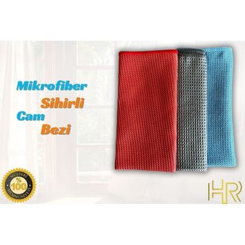 Hrpak 3'lü 40x40 cm Mikrofiber Cam Araba Mutfak Temizlik Bezi