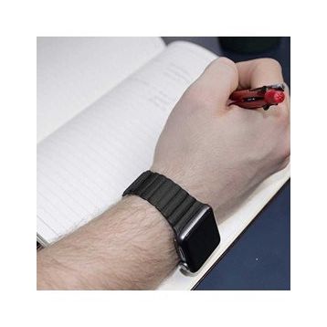HTstore KRD-09 Siyah Apple Watch 42 mm Deri Kordon