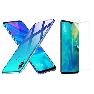Huawei P Smart 2019 Şeffaf Kırılmaz Cam + Uyumlu Silikon Kılıf