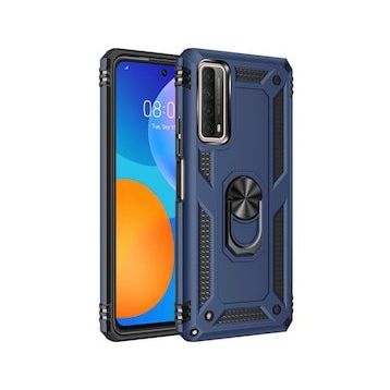 Huawei P Smart 2021 Sofya Yüzüklü Silikon Kapak Lacivert Kılıf