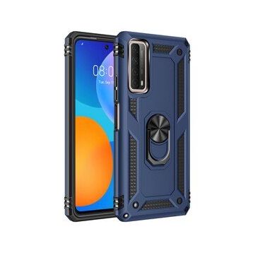 Huawei P Smart 2021 Sofya Yüzüklü Silikon Kapak Lacivert Kılıf