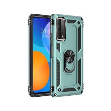 Huawei P Smart 2021 Sofya Yüzüklü Silikon Kapak Yeşil Kılıf