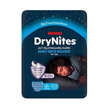 Huggies Drynites Erkek 13+ Yaş 48-60 kg 9'lu Emici Gece Külodu