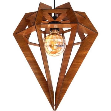 Hüma Modern Diamond Prizma Ahşap Mdf 3D Lazer Kesim Rustik Salon Avize