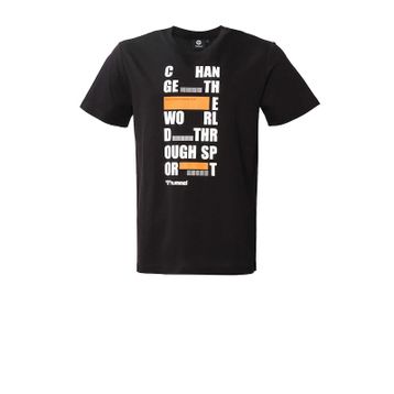 Hummel 911562-2001 Balder Bisiklet Yaka Baskılı Siyah Erkek T-Shirt
