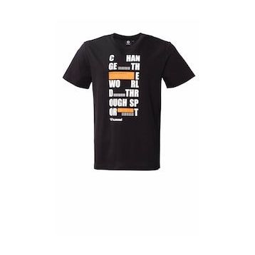 Hummel 911562-2001 Balder Bisiklet Yaka Baskılı Siyah Erkek T-Shirt
