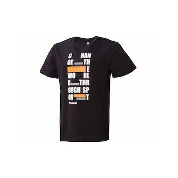 Hummel 911562-2001 Balder Bisiklet Yaka Baskılı Siyah Erkek T-Shirt