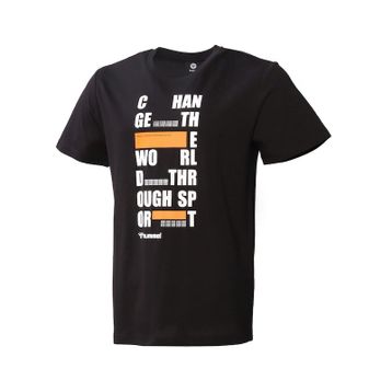Hummel 911562-2001 Balder Bisiklet Yaka Baskılı Siyah Erkek T-Shirt