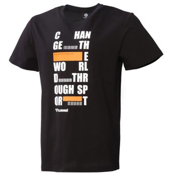 Hummel 911562-2001 Balder Bisiklet Yaka Baskılı Siyah Erkek T-Shirt