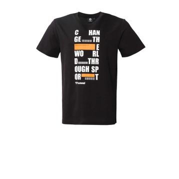 Hummel 911562-2001 Balder Bisiklet Yaka Baskılı Siyah Erkek T-Shirt