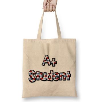 Humuts A Plus Student Cute A+ Student Awesome Honor Roll Student School Bez Uzun Saplı Açık Bej Rengi Çanta