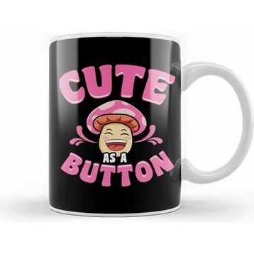 Humuts Adorable Cute as a Button Mushroom Pun Smiling Kupa